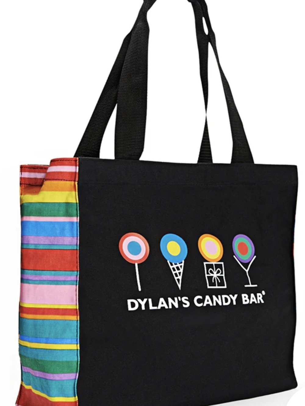 Dylan's Candy Bar Black Rainbow Tote 14"L x 13"W x 5"D Like New